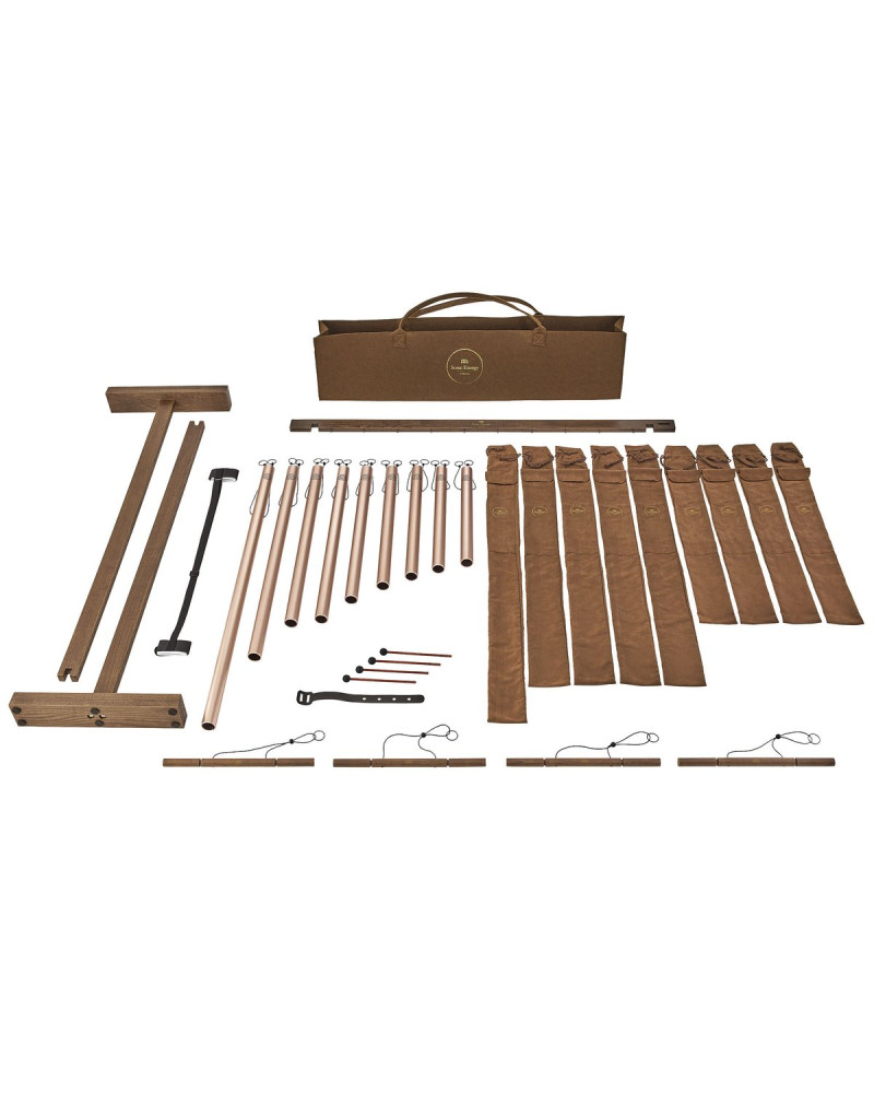Meinl Sonic Energy SBTSETSOL 9-piece Sound Bath Tube Chime Solfeggio Set, Champagne gold