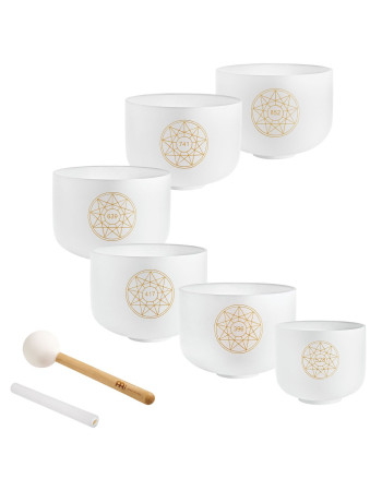 Meinl Sonic Energy SOLCSBSET Solfeggio Crystal Singing Bowl Set 6 pcs - Ut 396 Hz/Re 417 Hz/Mi 528 Hz/Fa 639 Hz/Sol 741 