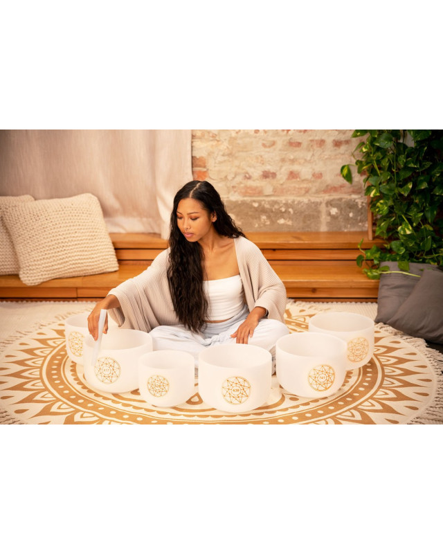 Meinl Sonic Energy SOLCSBSET Solfeggio Crystal Singing Bowl Set 6 pcs - Ut 396 Hz/Re 417 Hz/Mi 528 Hz/Fa 639 Hz/Sol 741 