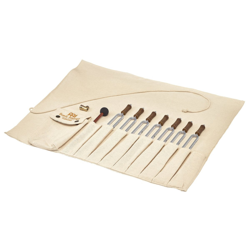 Meinl Sonic Energy TF-SET-CHA-R Tuning Fork Chakra Set, incl. Rollup Bag & Tuning Fork Vibration Foot