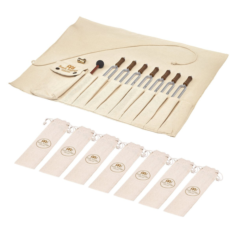 Meinl Sonic Energy TF-SET-CHA-R Tuning Fork Chakra Set, incl. Rollup Bag & Tuning Fork Vibration Foot