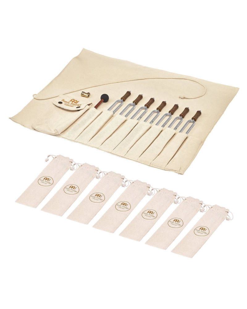Meinl Sonic Energy TF-SET-CHA-R Tuning Fork Chakra Set, incl. Rollup Bag & Tuning Fork Vibration Foot