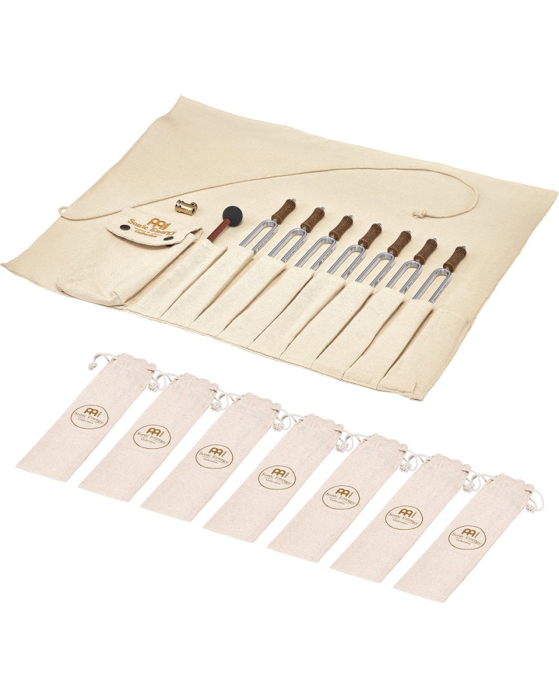 Meinl Sonic Energy TF-SET-CHA-R Tuning Fork Chakra Set, incl. Rollup Bag & Tuning Fork Vibration Foot