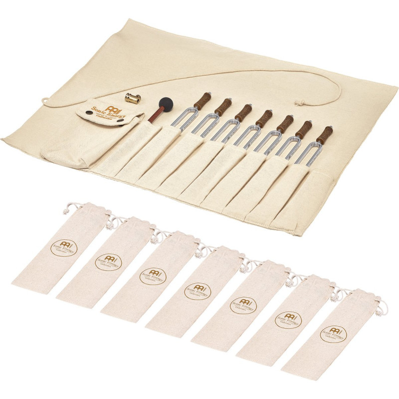 Meinl Sonic Energy TF-SET-CHA-R Tuning Fork Chakra Set, incl. Rollup Bag & Tuning Fork Vibration Foot