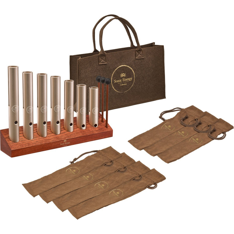 Meinl Sonic Energy WWTSETCHA 7-piece Wah-Wah Tube Chakra Set, 432 Hz, Champagne gold