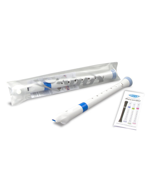 Nuvo NURB300BL Soprano Recorder, white/blue, baroque