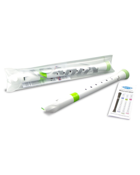 Nuvo NURB300GR Soprano Recorder, white/green, baroque