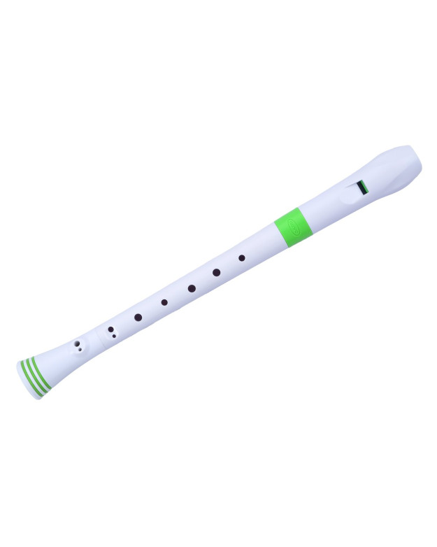 Nuvo NURB300GR Soprano Recorder, white/green, baroque