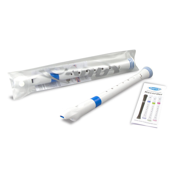 Nuvo NURG300BL Soprano Recorder, white/blue, German