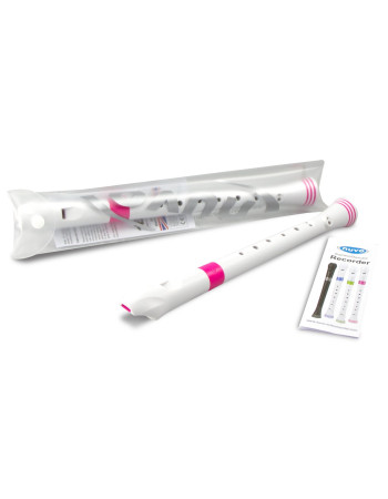 Nuvo NURG300PK Soprano Recorder, white/pink, German