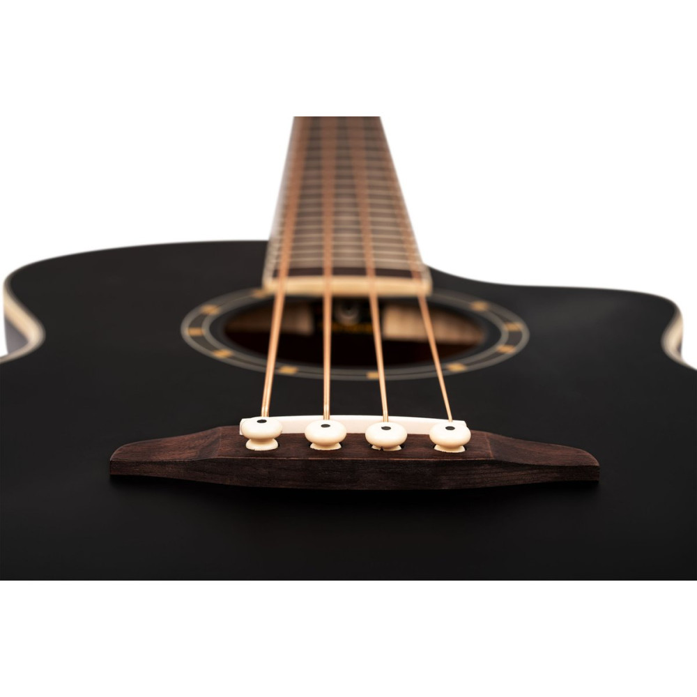 Ortega 1B-D7CE-SBK-4 Deep Series 7 Medium Scale Acoustic Bass 4 String - Spruce / Mahogany Satin Black