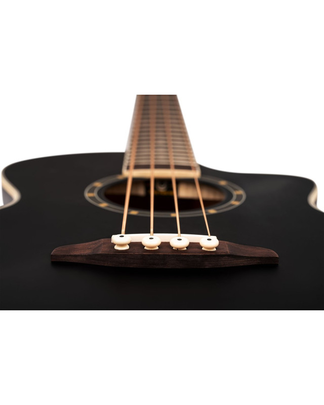 Ortega 1B-D7CE-SBK-4 Deep Series 7 Medium Scale Acoustic Bass 4 String - Spruce / Mahogany Satin Black