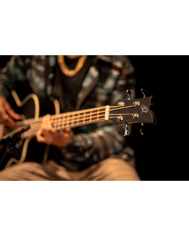 Ortega 1B-D7CE-SBK-4 Deep Series 7 Medium Scale Acoustic Bass 4 String - Spruce / Mahogany Satin Black