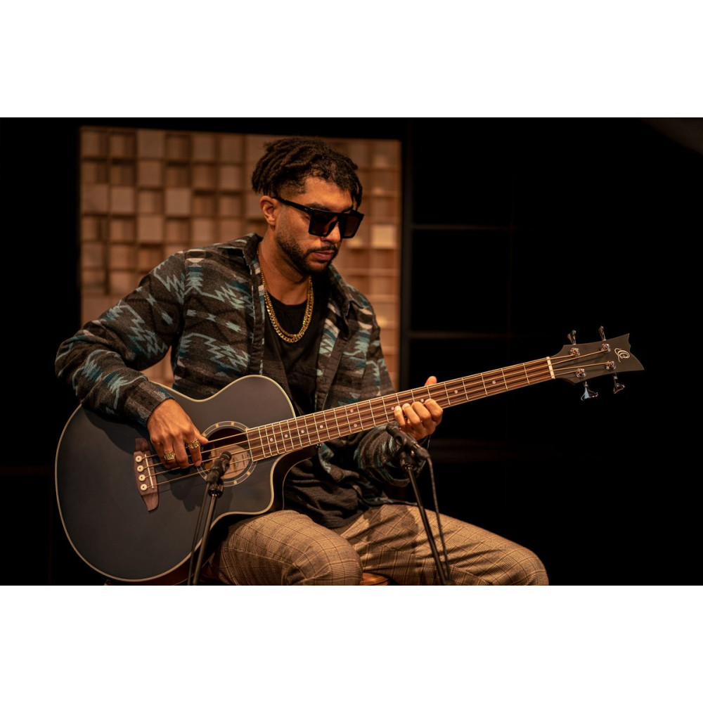 Ortega 1B-D7CE-SBK-4 Deep Series 7 Medium Scale Acoustic Bass 4 String - Spruce / Mahogany Satin Black
