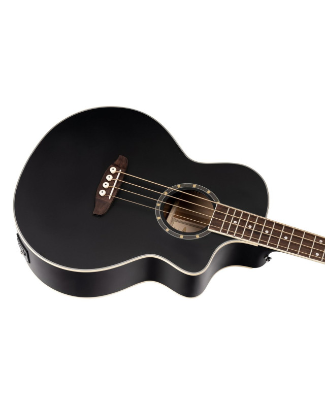 Ortega 1B-D7CE-SBK-4 Deep Series 7 Medium Scale Acoustic Bass 4 String - Spruce / Mahogany Satin Black
