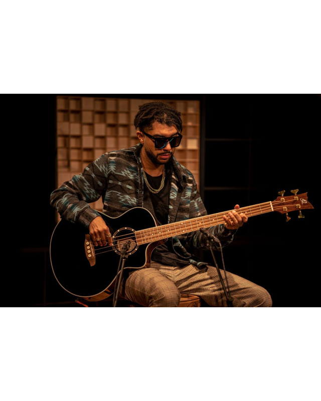Ortega 1B-D8CE-4 Deep Series 8 Medium Scale Acoustic Bass 4 String - Spruce / Mahogany Black