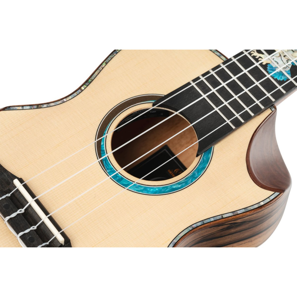 Ortega 1B-EAGLESUITE The Private Room Series Concert Ukulele 4 String - Spruce / White Ebony Natural + Bag