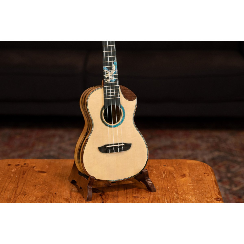 Ortega 1B-EAGLESUITE The Private Room Series Concert Ukulele 4 String - Spruce / White Ebony Natural + Bag