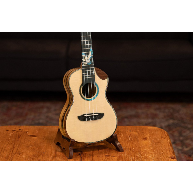 Ortega 1B-EAGLESUITE The Private Room Series Concert Ukulele 4 String - Spruce / White Ebony Natural + Bag