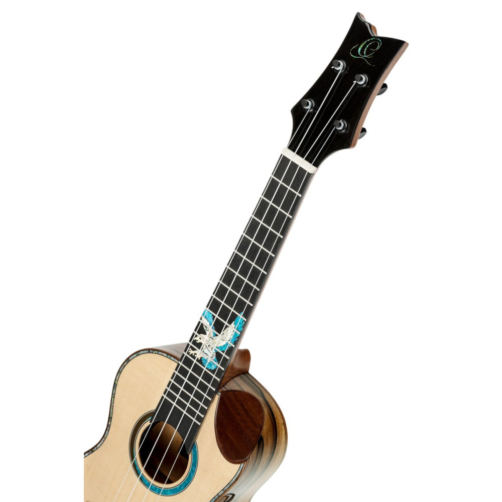 Ortega 1B-EAGLESUITE The Private Room Series Concert Ukulele 4 String - Spruce / White Ebony Natural + Bag
