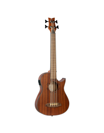 Ortega 1B-LIZZY-PRO Lizard Series Short Scale Fretless Uke Bass 4 String - Solid Mahogany Natural + Bag