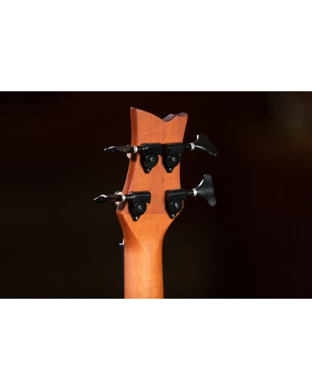 Ortega 1B-LIZZY-PRO Lizard Series Short Scale Fretless Uke Bass 4 String - Solid Mahogany Natural + Bag