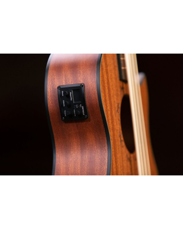 Ortega 1B-LIZZY-PRO Lizard Series Short Scale Fretless Uke Bass 4 String - Solid Mahogany Natural + Bag