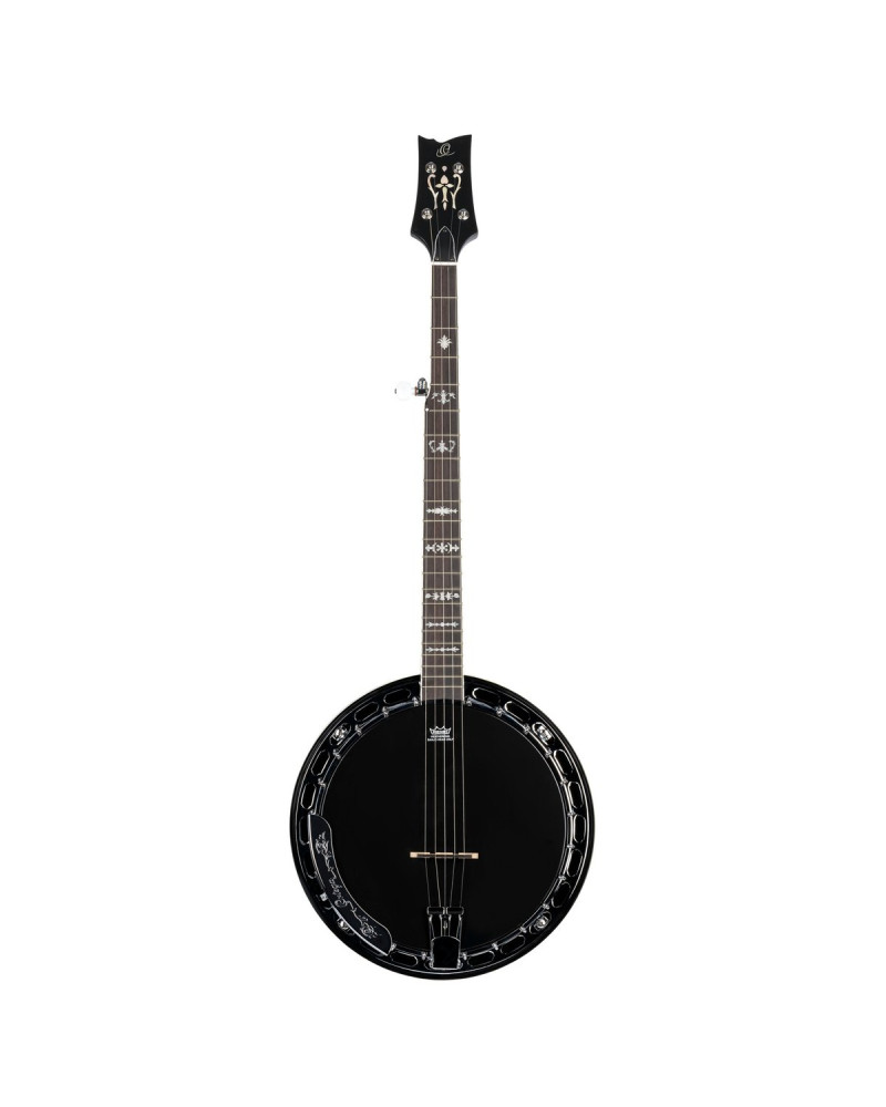Ortega 1B-OBJ650-SBK Raven Series Banjo 5 String - Mahogany Black + Bag