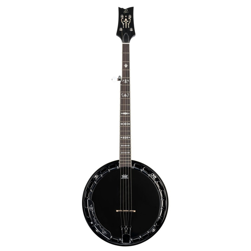 Ortega 1B-OBJ650-SBK Raven Series Banjo 5 String - Mahogany Black + Bag