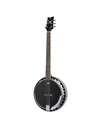 Ortega 1B-OBJE356SBL Raven Series Banjo 6 String Lefty - Mahogany Black + Bag