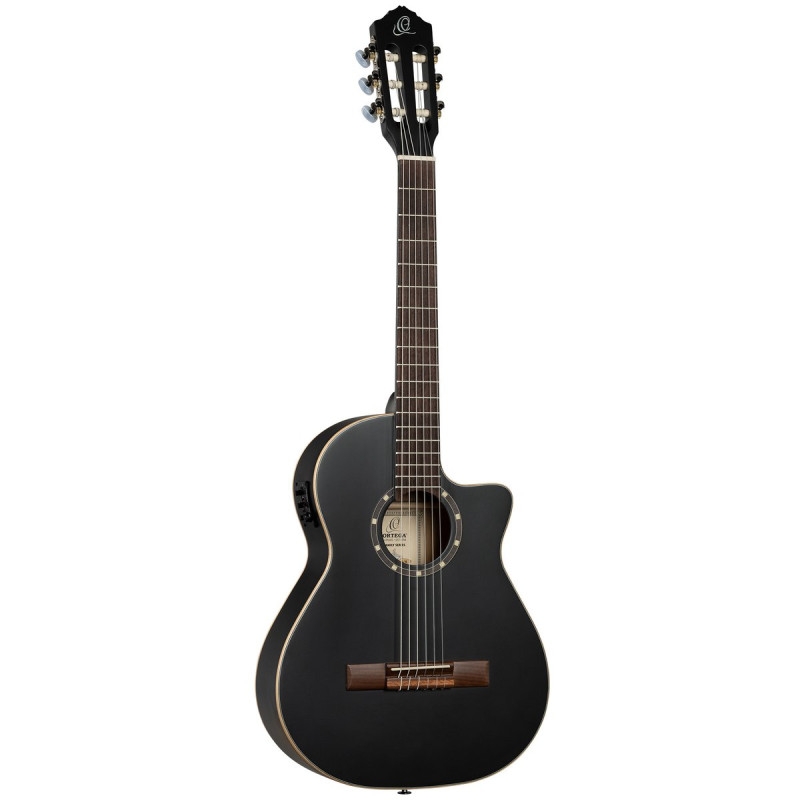 Ortega 1B-RCE125SBK3 Family Series 3/4 Nylon String Guitar 6-String - Satin Black + Gig Bag