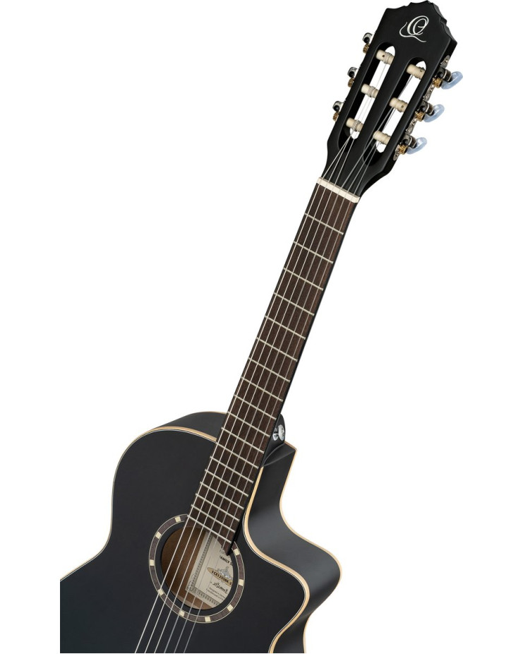 Ortega 1B-RCE125SBK3 Family Series 3/4 Nylon String Guitar 6-String - Satin Black + Gig Bag