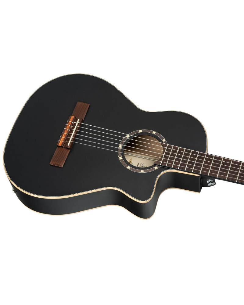 Ortega 1B-RCE125SBK3 Family Series 3/4 Nylon String Guitar 6-String - Satin Black + Gig Bag