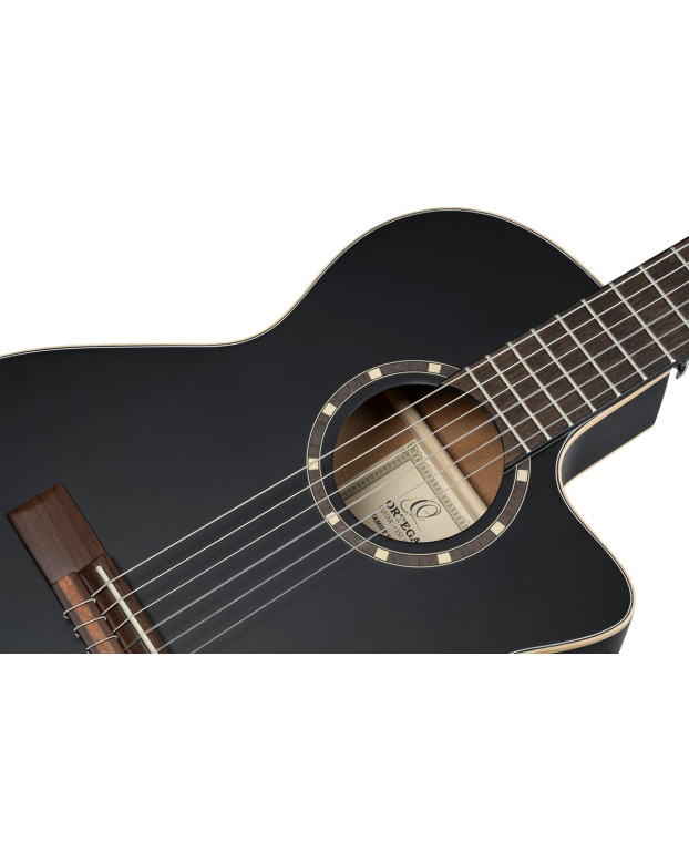 Ortega 1B-RCE125SBK3 Family Series 3/4 Nylon String Guitar 6-String - Satin Black + Gig Bag