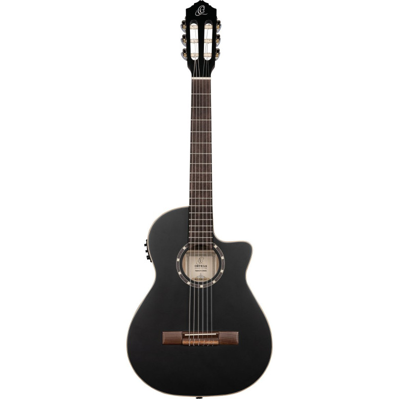 Ortega 1B-RCE125SBK3 Family Series 3/4 Nylon String Guitar 6-String - Satin Black + Gig Bag