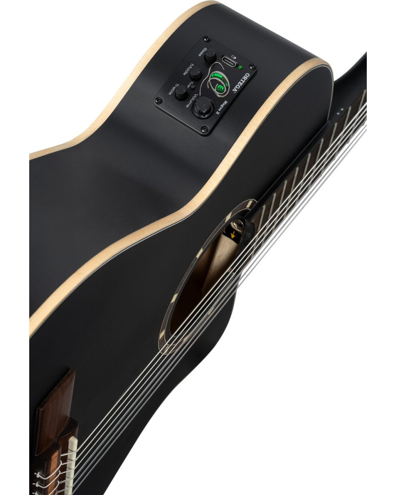 Ortega 1B-RCE125SBK3 Family Series 3/4 Nylon String Guitar 6-String - Satin Black + Gig Bag