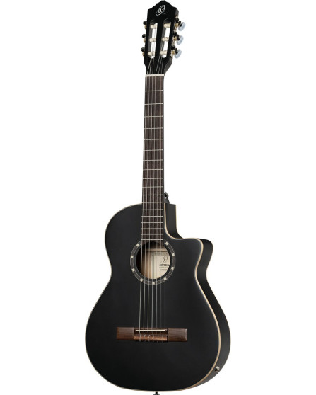 Ortega 1B-RCE125SBK3 Family Series 3/4 Nylon String Guitar 6-String - Satin Black + Gig Bag