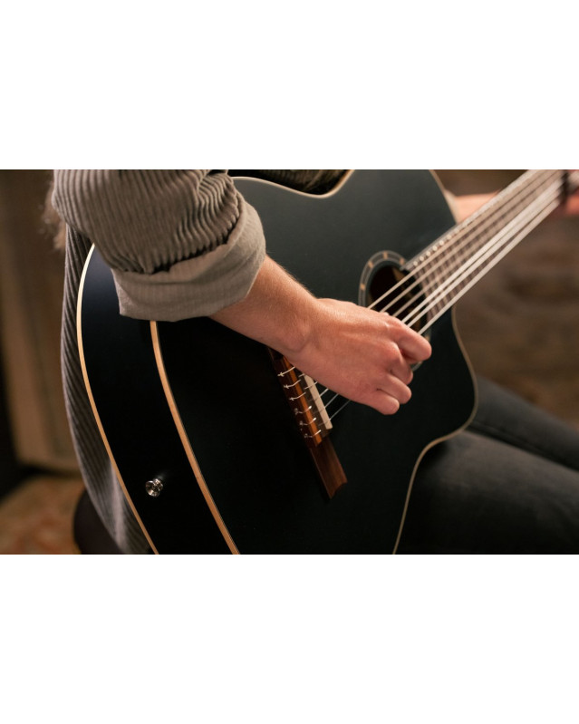 Ortega 1B-RCE125SNSB Family Series 4/4 Classical Slim Neck Guitar 6 String - Spruce / Mahogany Satin Black + Gig Bag
