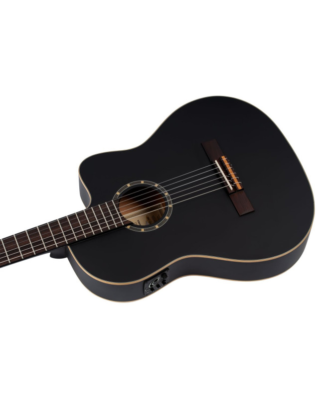 Ortega 1B-RCE125SNSB Family Series 4/4 Classical Slim Neck Guitar 6 String - Spruce / Mahogany Satin Black + Gig Bag