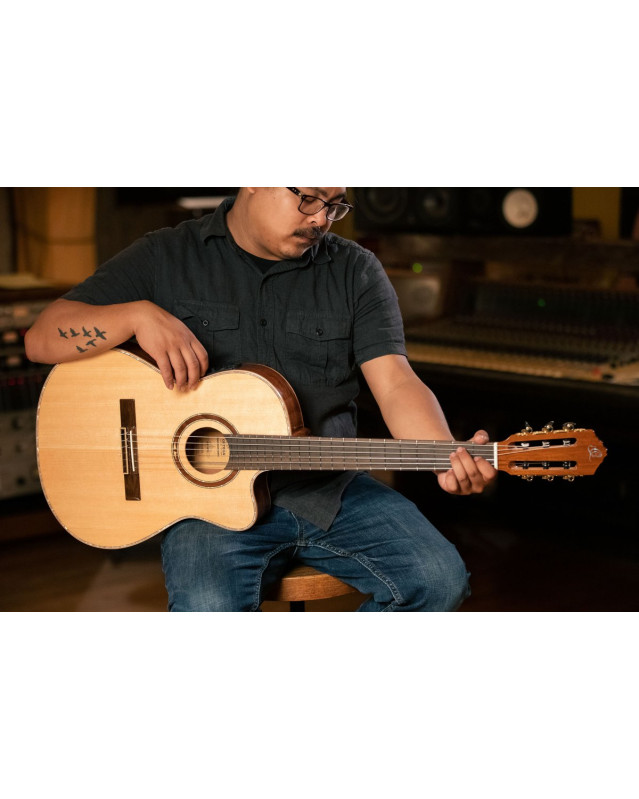 Ortega 1B-RCE138-T4 Performer Series 4/4 Thinline Classical Guitar 6-String - Natural + Gig Bag
