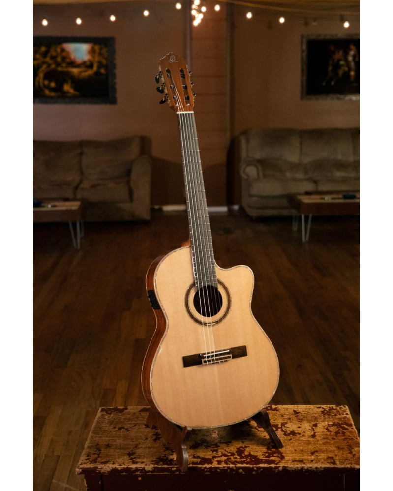 Ortega 1B-RCE138-T4 Performer Series 4/4 Thinline Classical Guitar 6-String - Natural + Gig Bag