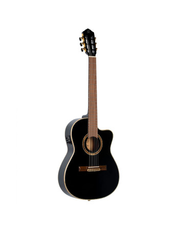 Ortega 1B-RCE138T4BK Classical Guitar Performer Series 4/4 Slim Neck / Thinline Body - black + bag
