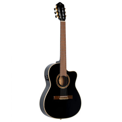 Ortega 1B-RCE138T4BK Classical Guitar Performer Series 4/4 Slim Neck / Thinline Body - black + bag