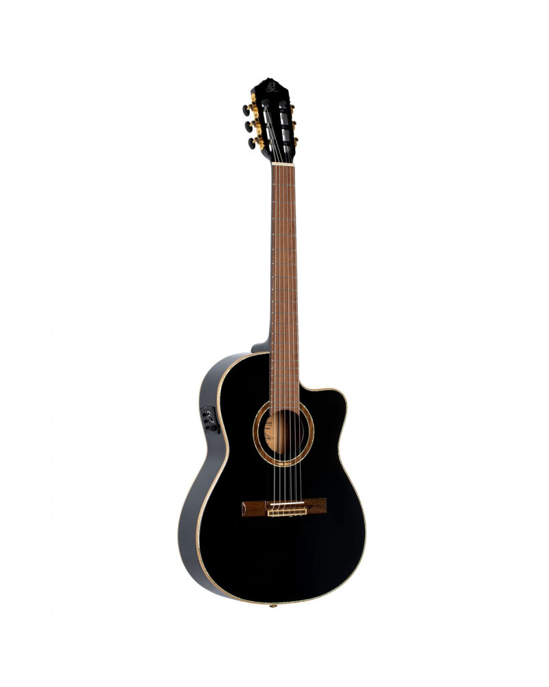 Ortega 1B-RCE138T4BK Classical Guitar Performer Series 4/4 Slim Neck / Thinline Body - black + bag