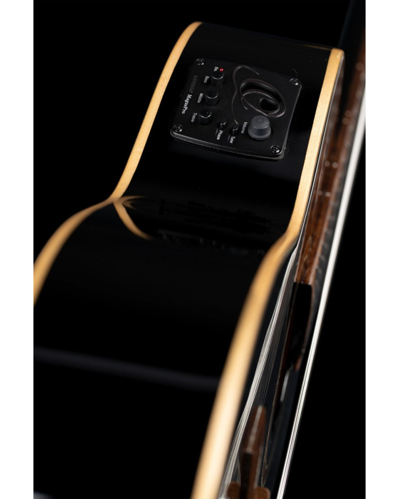 Ortega 1B-RCE138T4BK Classical Guitar Performer Series 4/4 Slim Neck / Thinline Body - black + bag