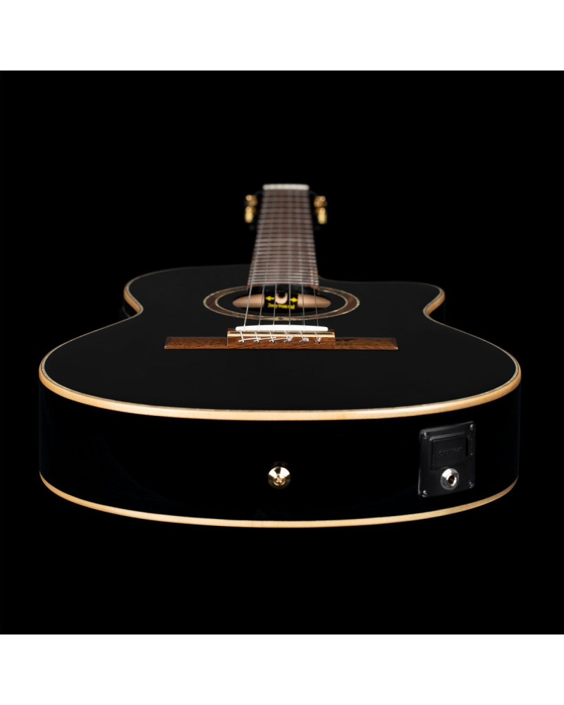 Ortega 1B-RCE138T4BK Classical Guitar Performer Series 4/4 Slim Neck / Thinline Body - black + bag