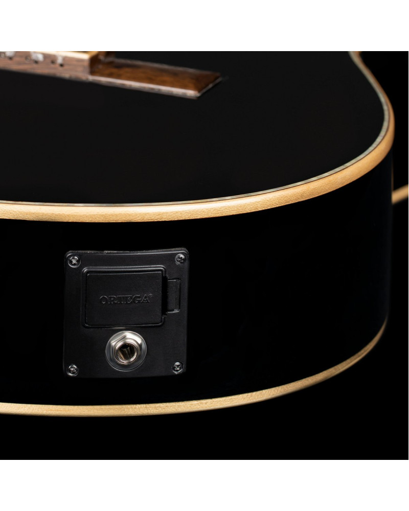 Ortega 1B-RCE138T4BK Classical Guitar Performer Series 4/4 Slim Neck / Thinline Body - black + bag