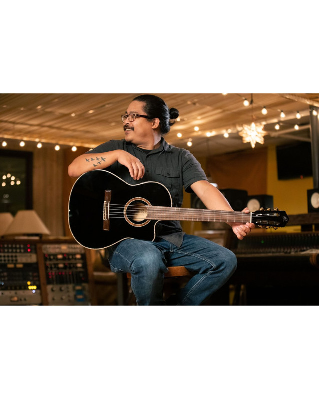 Ortega 1B-RCE138T4BK Classical Guitar Performer Series 4/4 Slim Neck / Thinline Body - black + bag