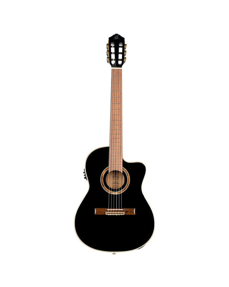 Ortega 1B-RCE138T4BK Classical Guitar Performer Series 4/4 Slim Neck / Thinline Body - black + bag