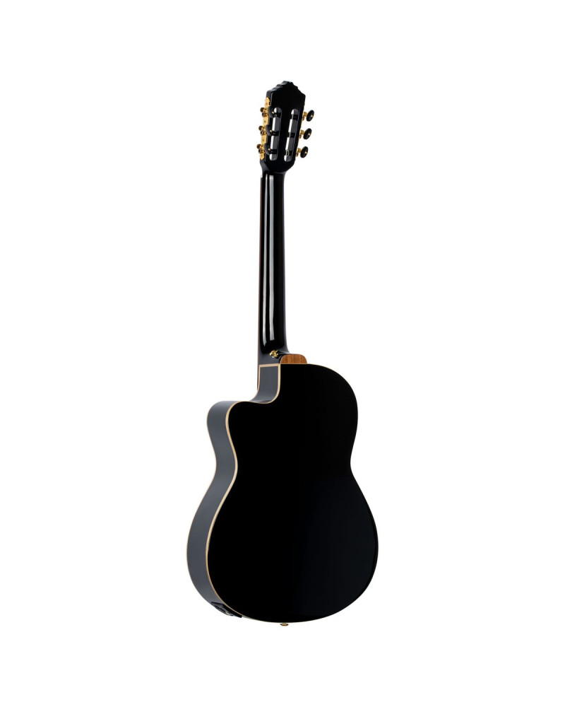 Ortega 1B-RCE138T4BK Classical Guitar Performer Series 4/4 Slim Neck / Thinline Body - black + bag